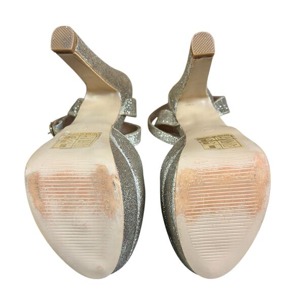 Bella Marie Platform Sandals Women Sze 7 Glitter Heels Event Glam 5" Heels Shoes - Picture 6 of 12